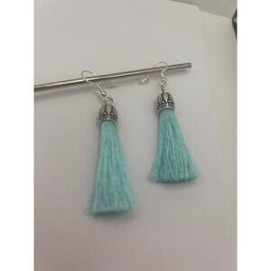 Brighton Tahlia Tassel custom french wire earrings NWOT   aqua